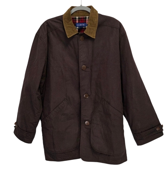 J. Crew Other - Vintage J.Crew Mens Barn Chore Jacket Coat Thinsulate Plaid Lined Brown Sz Small